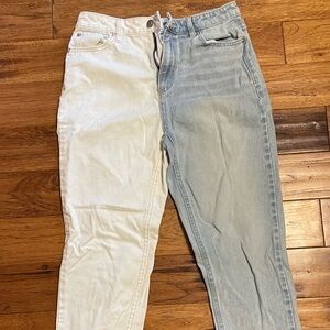 Two-Tone White and Blue Women's Jeans